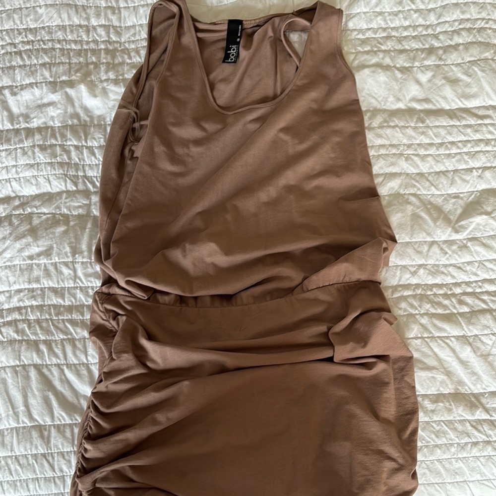 Boohoo Tan Sleeveless Dress